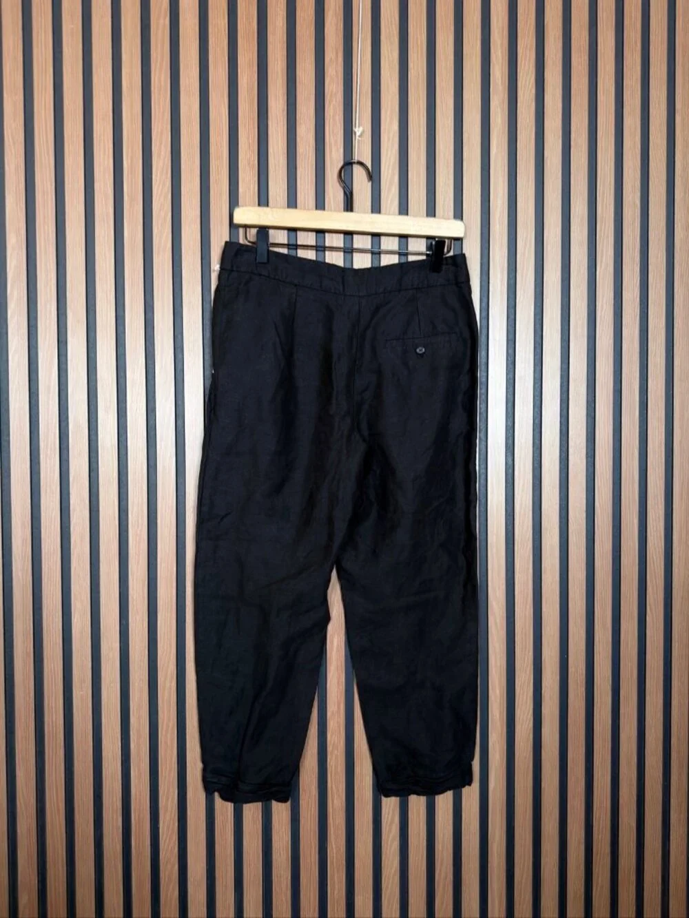 Wilfred Pants 2 Womens Black Chambray Linen Flat Front Cropped Trousers